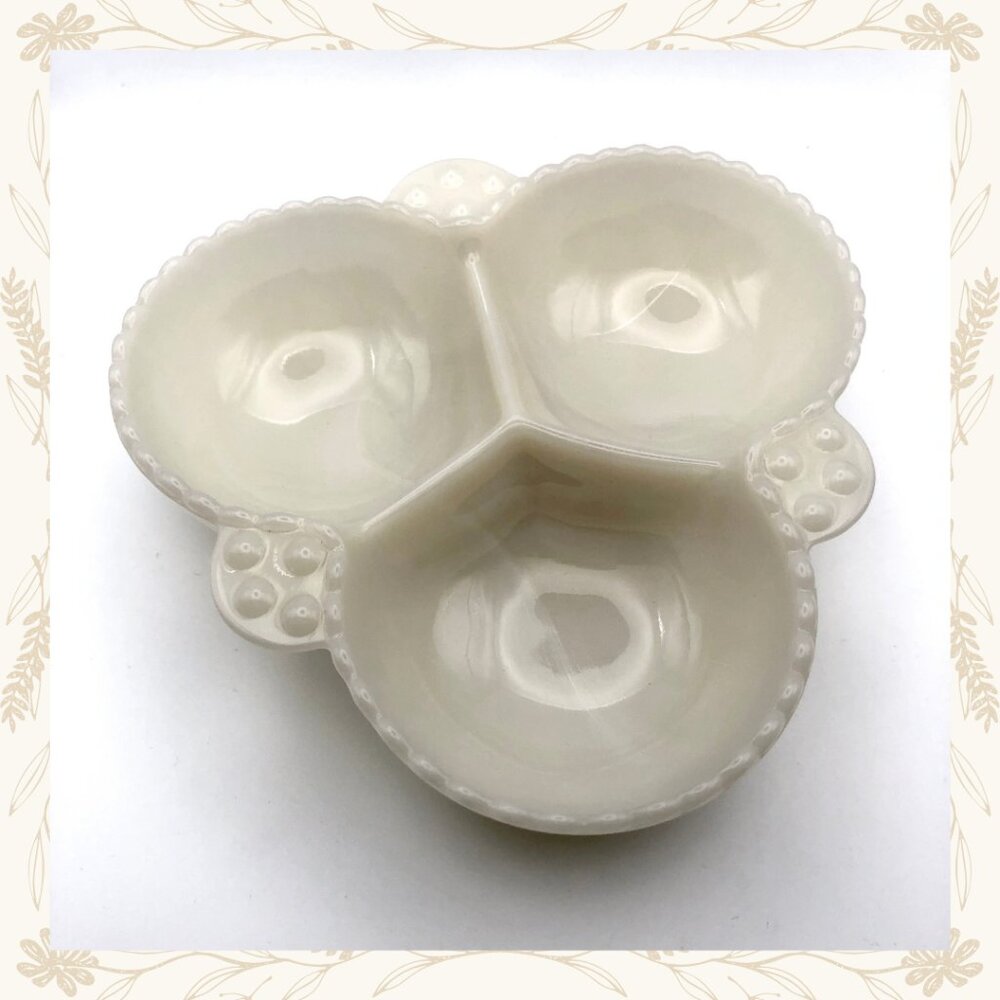 Anchor Hocking Milk Glass Cloverleaf Dish